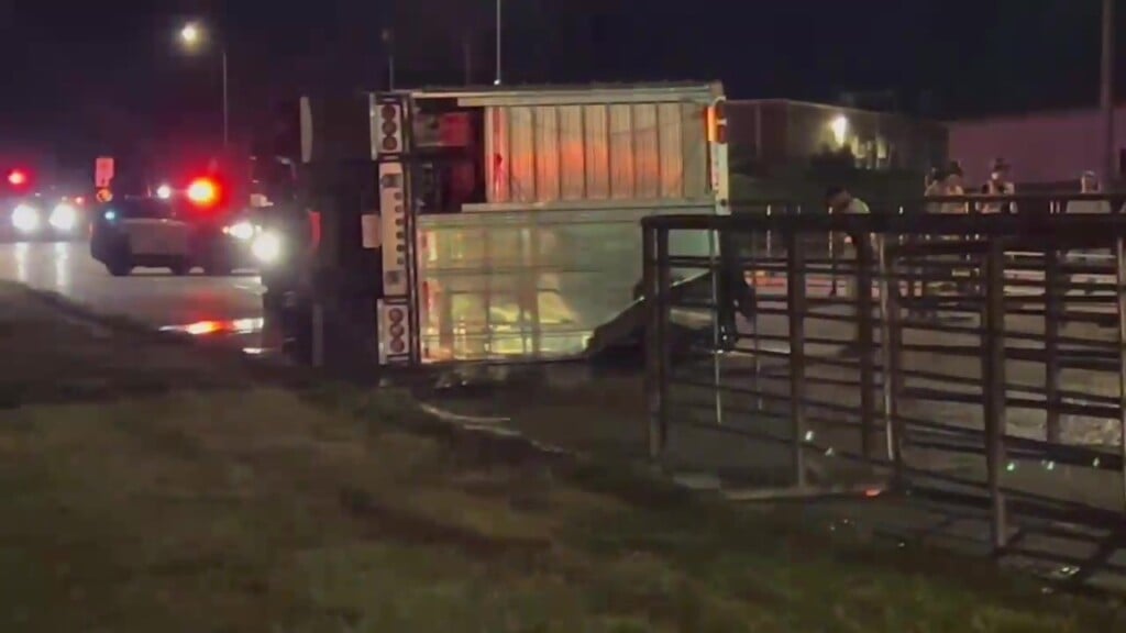 A semi tipped over after a crash in Norfolk.