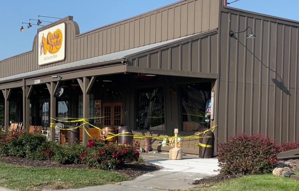 Aftermath of crash at Cracker Barrel