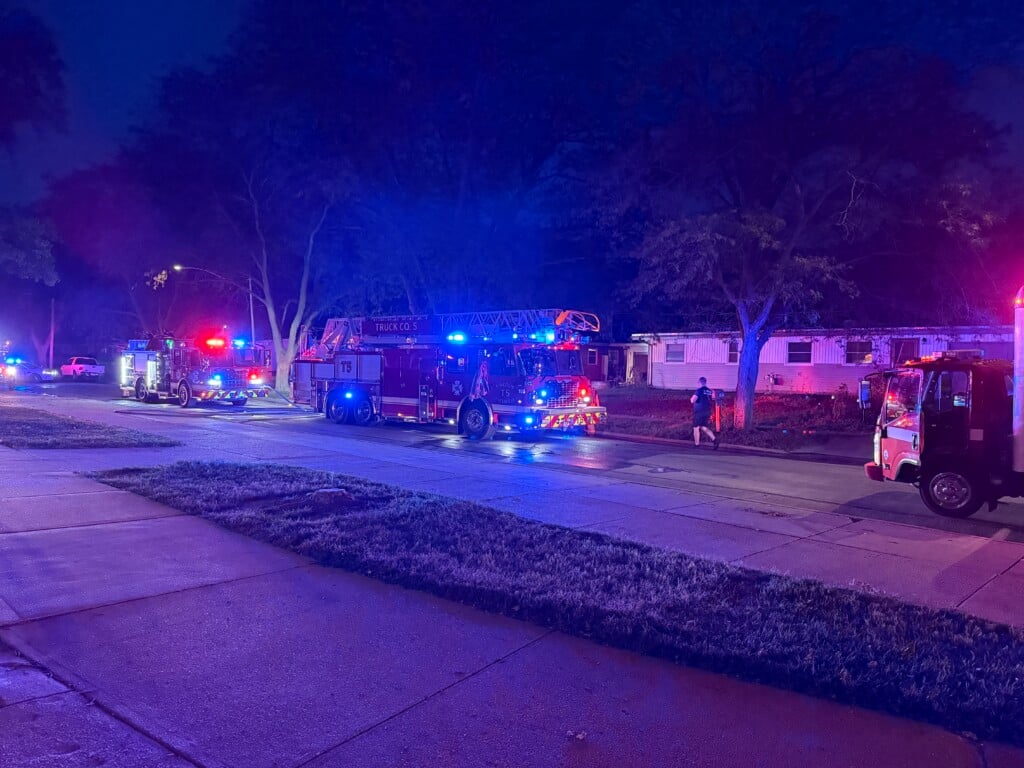 LFR at the scene of a garage fire near 52nd Street and Colfax Avenue.