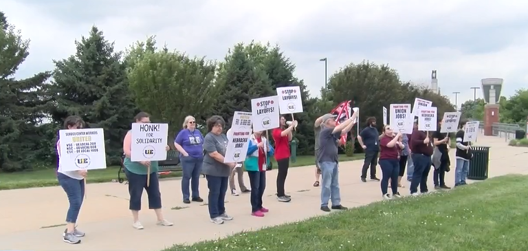 Union Members Made Their Voices Heard Outside The Local United States Citizenship And Immigration Services Office Amid Impending Layoffs In June 2024
