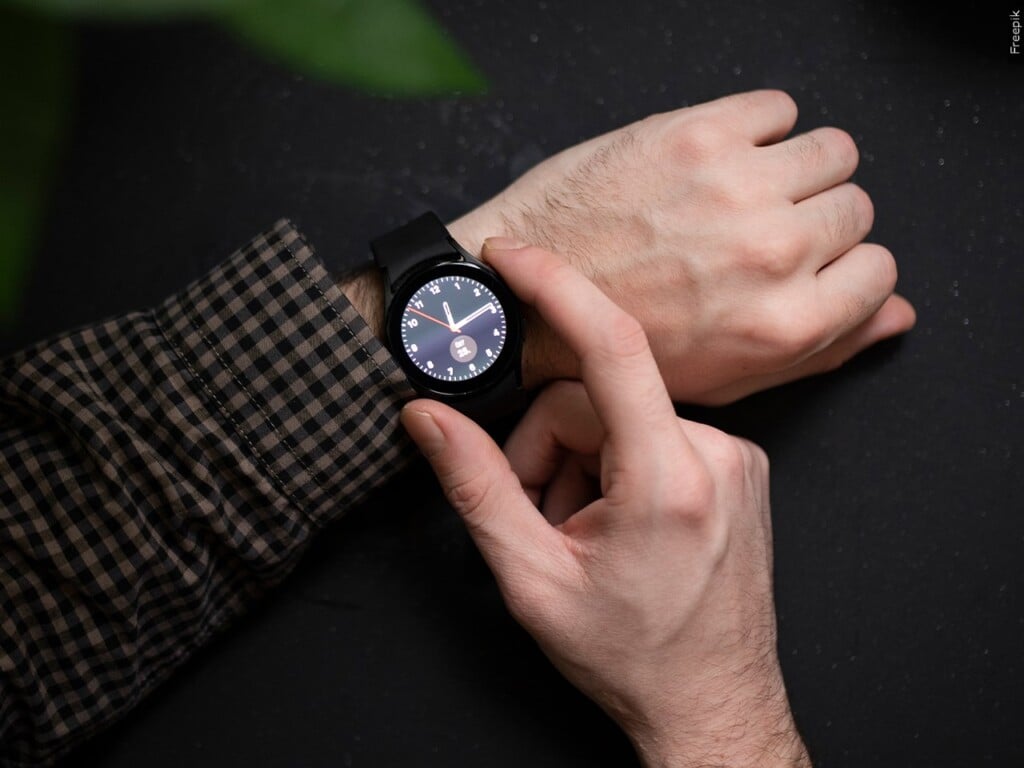 Person checking their smart watch on their wrist