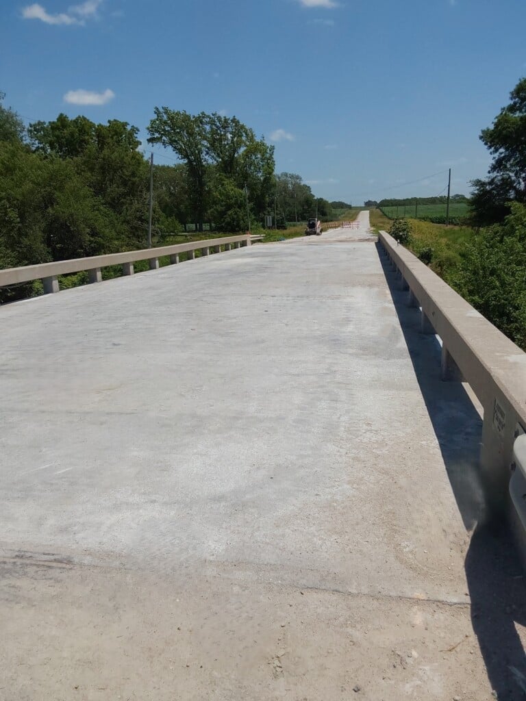 County Bridge K 144 With Motor Grader And Road Closed Signs In Distance