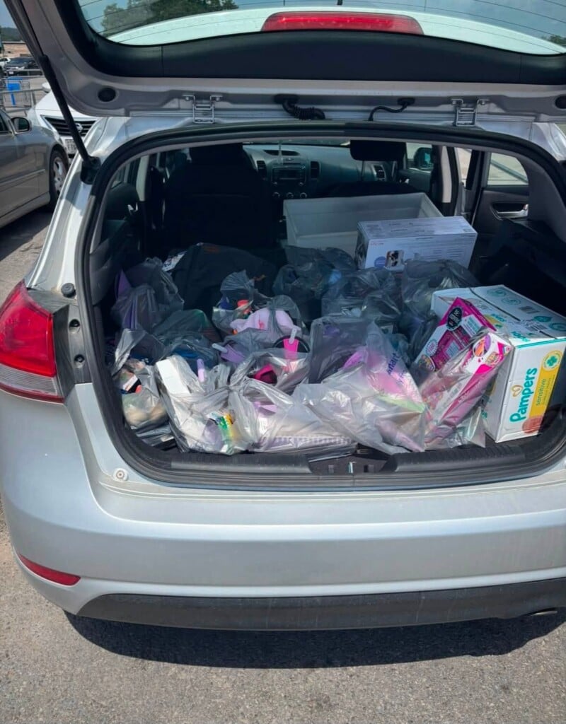 Sydni Sherman car filled with supplies