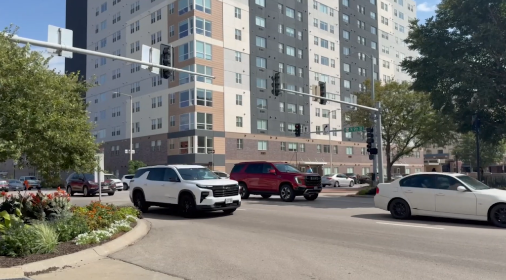 Drivers in downtown Lincoln