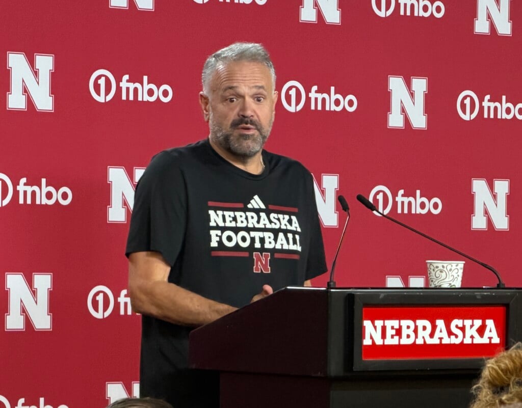 Nebraska head coach Matt Rhule speaks with the media before hosting No. 7 Indiana on Oct. 10.