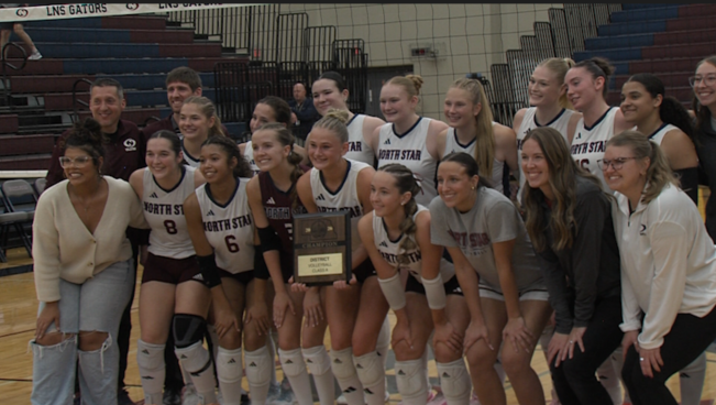 Lincoln North Star volleyball wins the district A-4 championship Oct. 28.