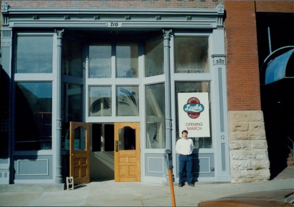 Lazlo in front of Lazlo's Brewery and Grill