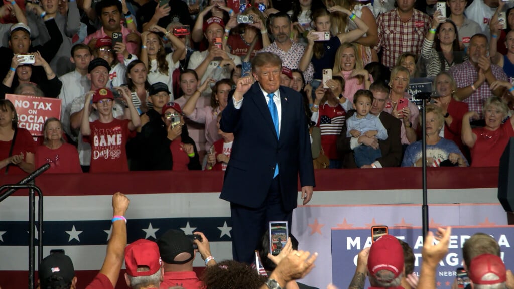 President Donald Trump speaks at Grand Island rally