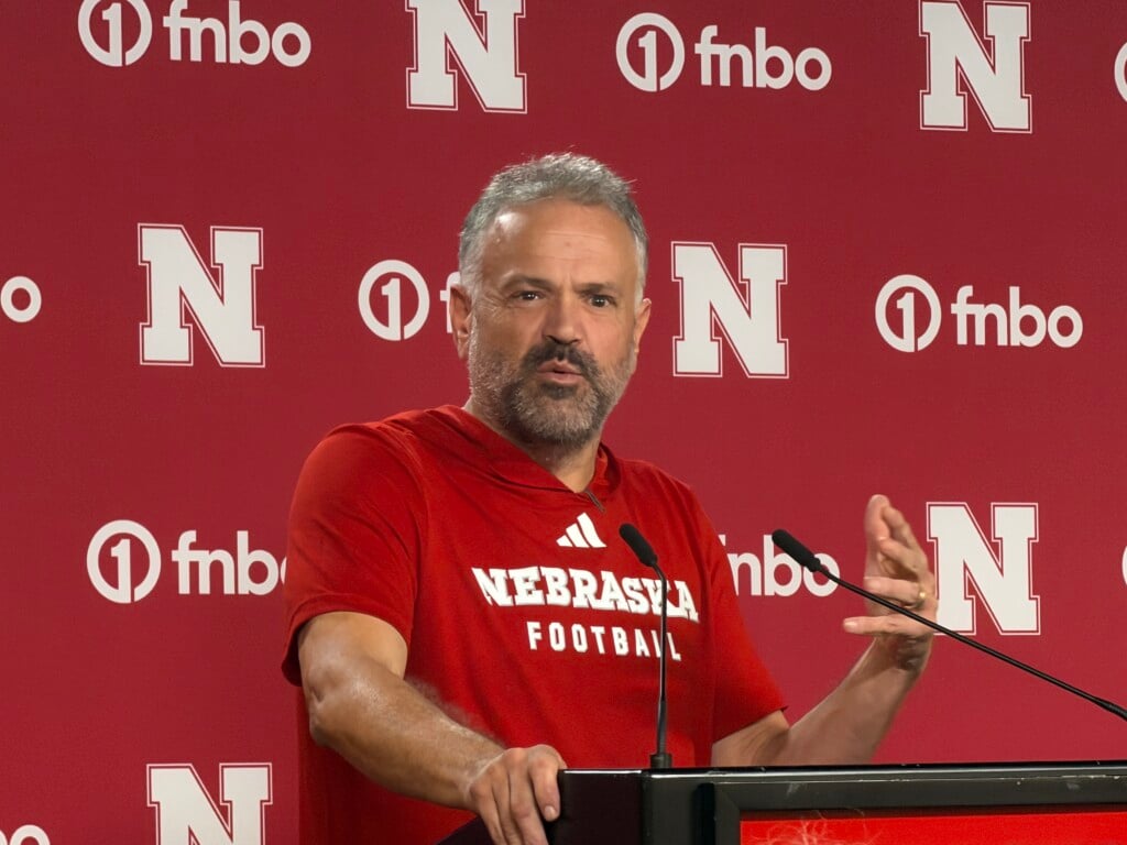 Nebraska head coach Matt Rhule speaks with the media ahead of the Huskers' road game against Oregon.