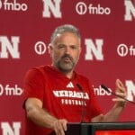 Nebraska head coach Matt Rhule speaks with the media ahead of the Huskers' road game against Oregon.