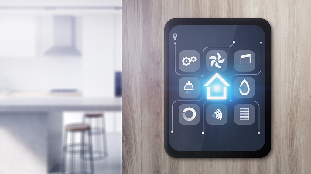 Smart Home Icons On Tablet In Kitchen