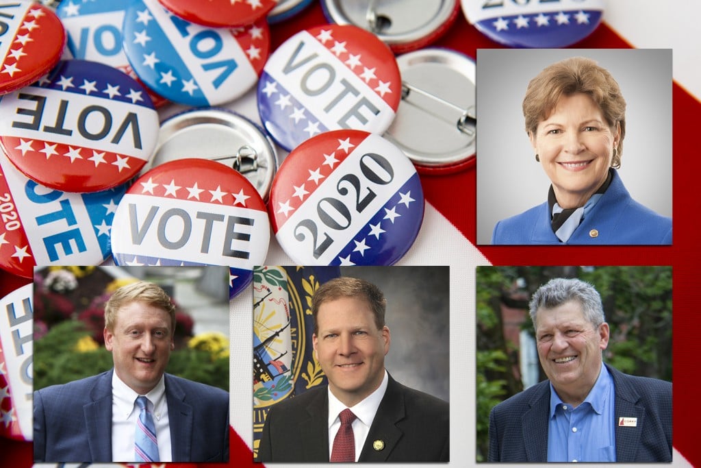 American Vote Badges On National Usa Flag Background