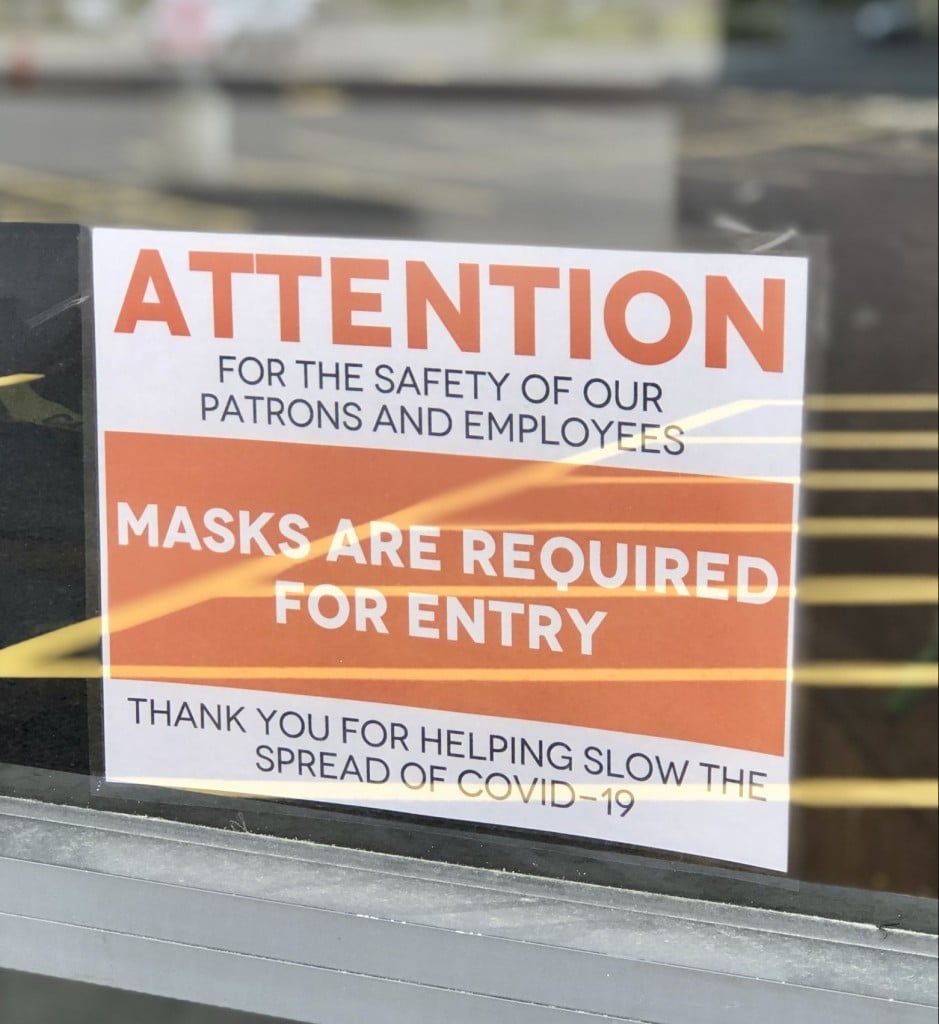 Masks Are Required For Entry Sign