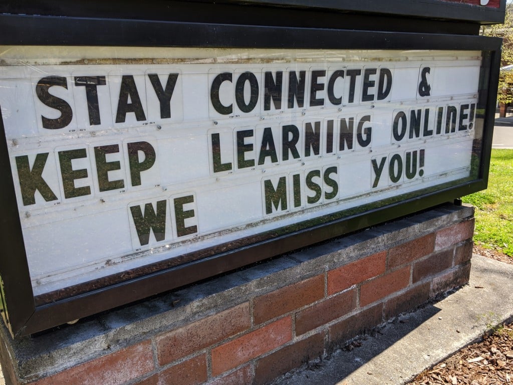 Closed School's Message Board, Encouraging Students To Keep Learning And Stay Healthy Amidst The Coronavirus Quarantine