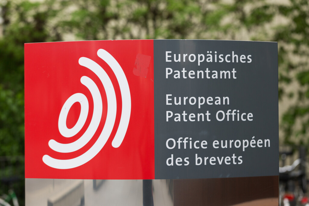 Sign At The Entrance Of The European Patent Office (epo) In Munich (bavaria, Germany)