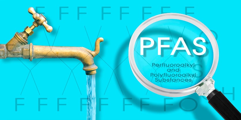 Pfas Contamination Of Drinking Water Alertness About Dangerous Pfas Per And Polyfluoroalkyl Substances Presence In Potable Water Concept With Magnifying Glass