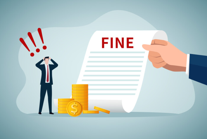 Penalty Fine To Pay For Prohibited Legal, Charge And Expense Punishment Notice, Traffic Charge Bill Concept.