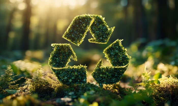 Recycling Symbol, Representing The Urgent Need To Adopt Carbon F