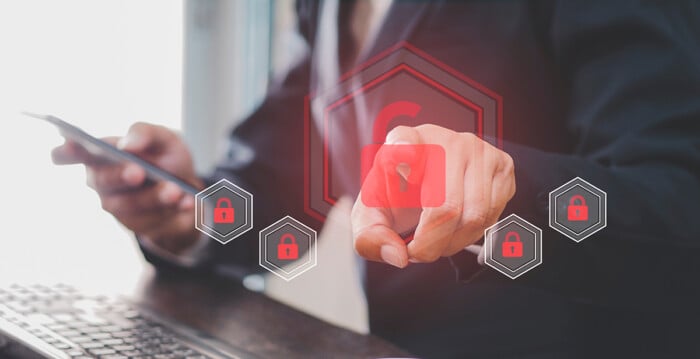 Security Breach, System Hacked, Internet Cyber Attack Alert With