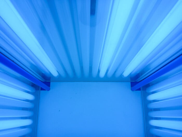 Special Cabin With Uv Lamps For The Treatment Of Psoriasis. Light Therapy, Phototherapy