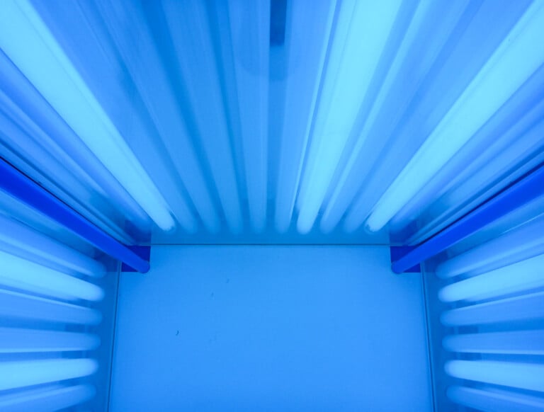 Special Cabin With Uv Lamps For The Treatment Of Psoriasis. Light Therapy, Phototherapy