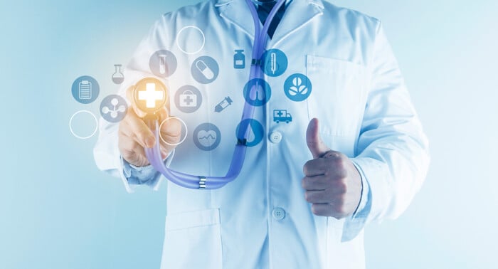 Digital Healthcare And Network Connection On Hologram Modern Vi