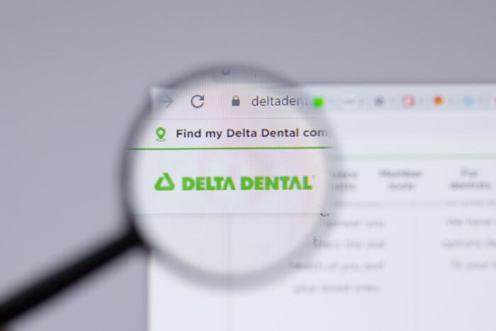 New York, Usa 26 April 2021: Delta Dental Logo Close Up On Website Page, Illustrative Editorial.
