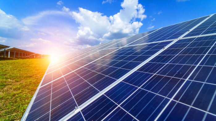Solar Panels. Power Station. Blue Solar Panels. Alternative Source Of Electricity. Solar Farm. The Source Of Ecological Renewable Energy