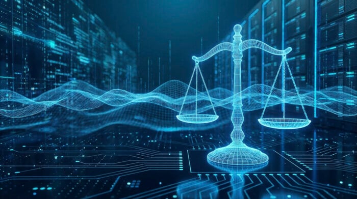 Digital Balancing Scale Justice, Fairness In Modern Technology E