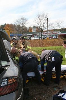 milford accident three vehicles nh car busy supermarket intersection basket scene near market