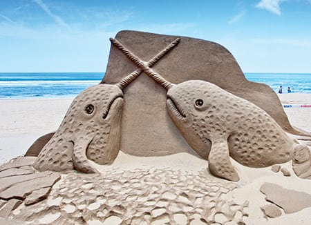 Sand Sculpting, Whale Sand Sculpture on the Beach, Creative Art for Kids  and Adults, Summer Season Background Stock Image - Image of activity,  landscape: 167497553