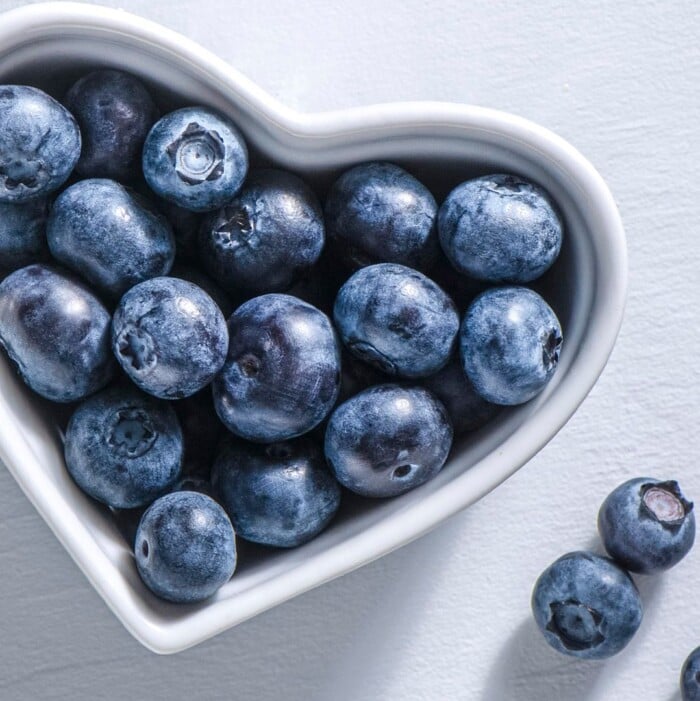 Fresh Highbush Blueberries In Heart Dish Edited