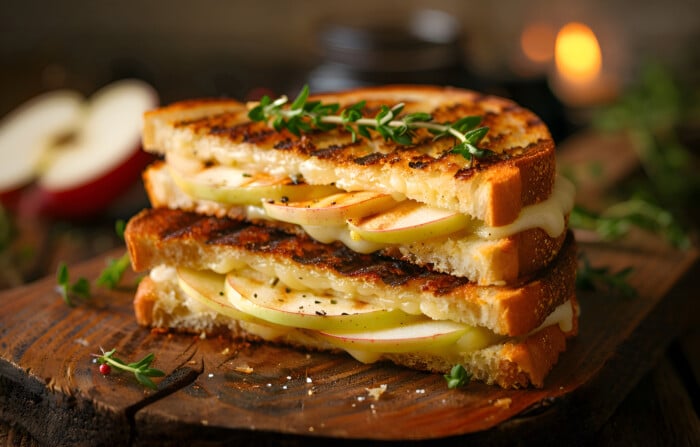 A Gourmet Grilled Cheese With Brie And Apple Slices