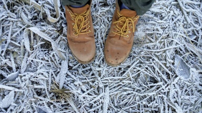 Person Standing In Pile Of Ice