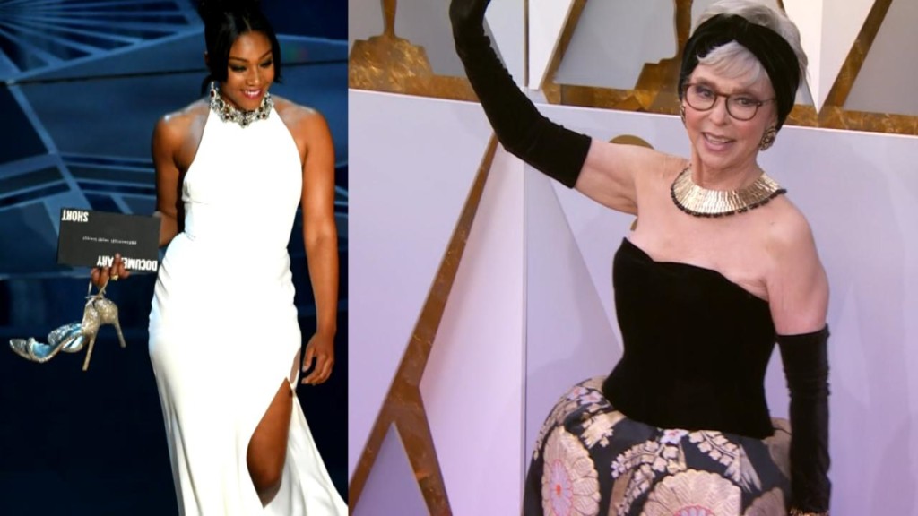 Tiffany Haddish, Rita Moreno and other actresses wear recycled dresses on Oscar red carpet