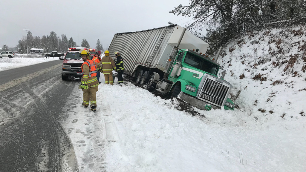 Semi crashes on Highway 2