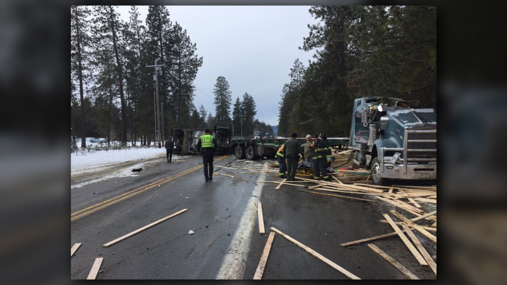 Idaho State Police respond to semi crash in Rathdrum