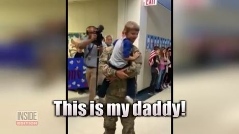 Military dad surprises son at school after being deployed in Middle East