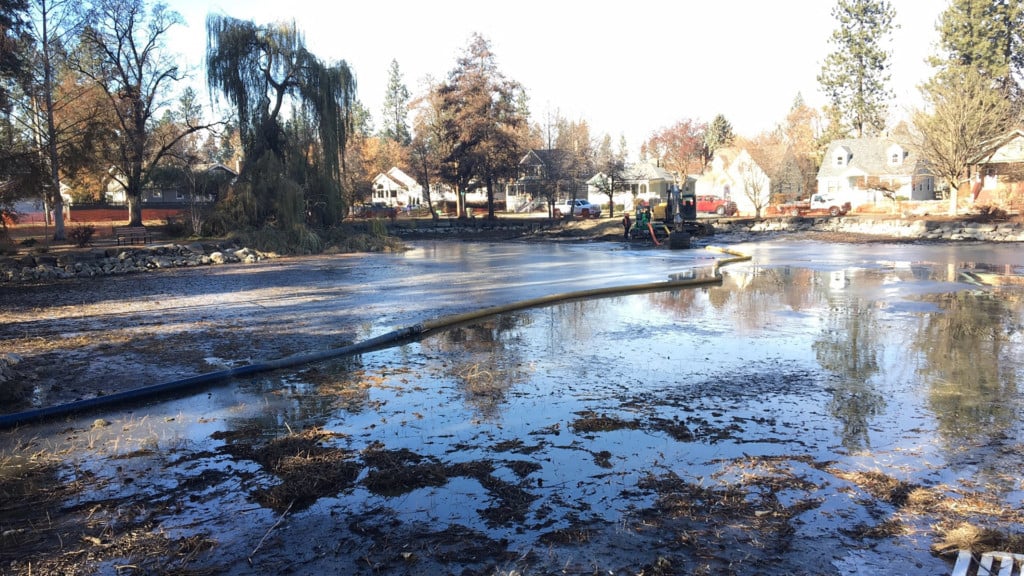 Manito Mirror Pond restoration project underway; water fully drained
