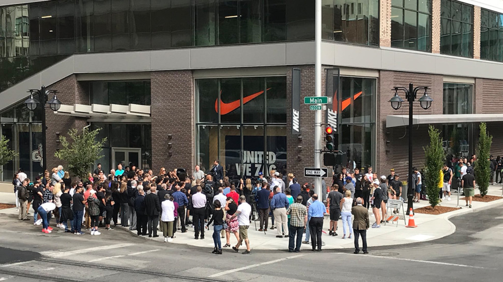 Eager shoppers invade Nike Factory store