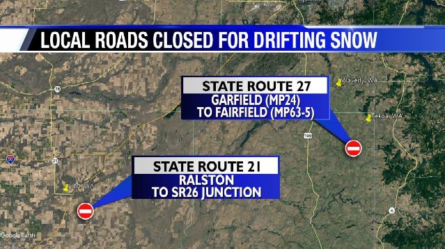SR 27, 21 remain closed for drifting snow