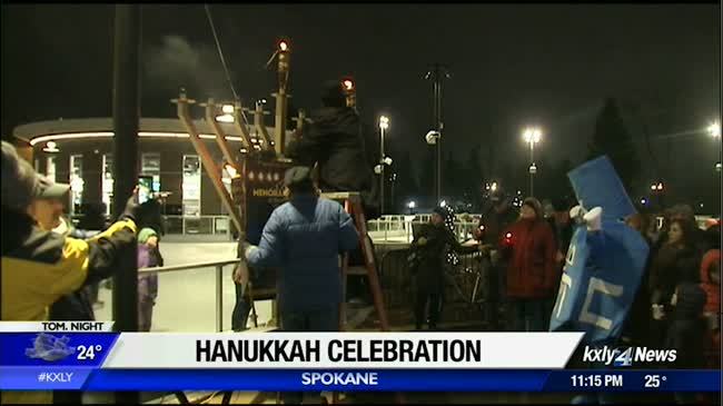 Spokane community gathers to celebrate lighting of first candle of the Menorah