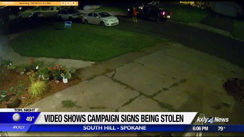 WATCH: Campaign signs stolen on South Hill