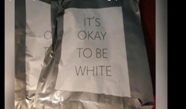 “It’s ok to be white” posters found on the U of I campus