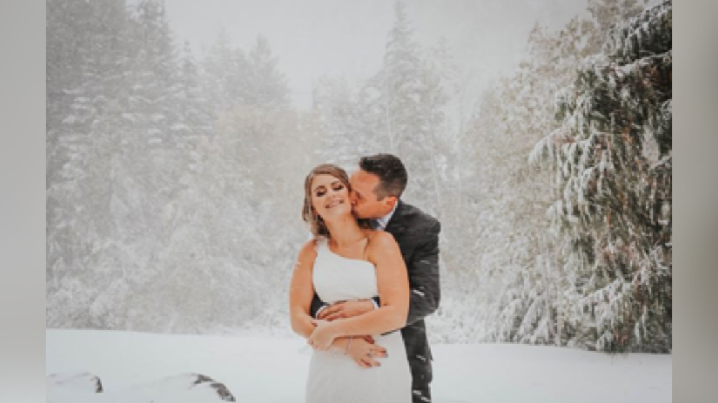 Couple’s fall wedding turns into a winter wonderland at Mt. Spokane