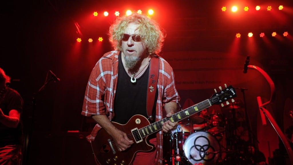 Van Halen's Sammy Hagar plays guitar