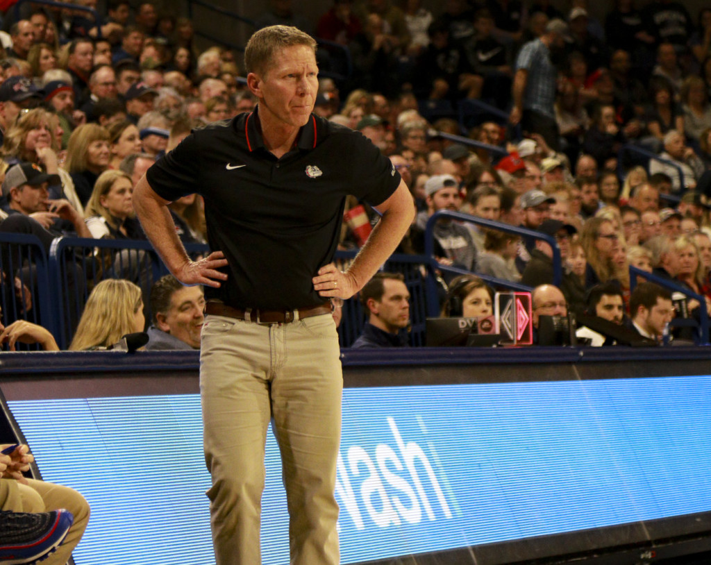 Gonzaga coach Mark Few keeps up the intensity as his team routs Pacific.