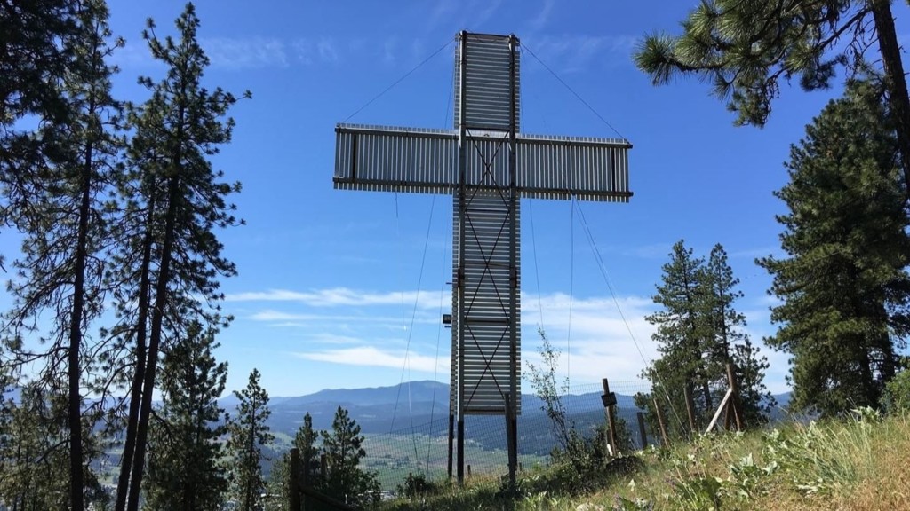 The Colville Cross sits atop Colville Mountain.
