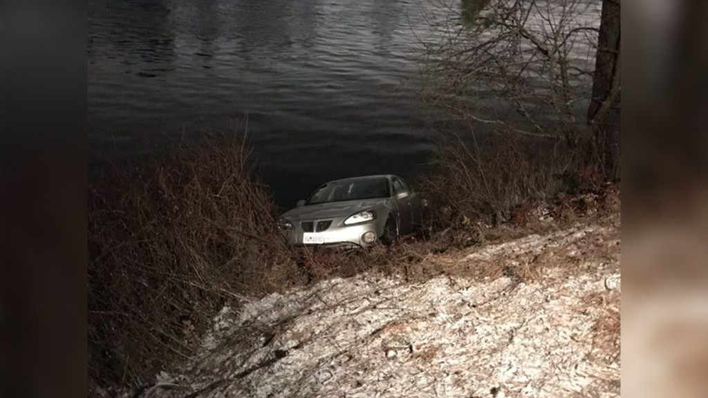 Slick roads send car into Spokane River