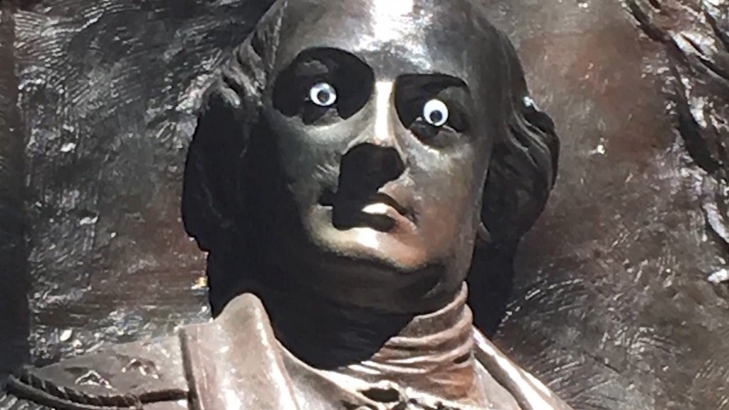 Googly eyes placed on Georgia historic monument